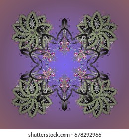 Abstract mandala or snowflake icon, isolated. Vector nice snowflakes on colorful background. Vector illustration.