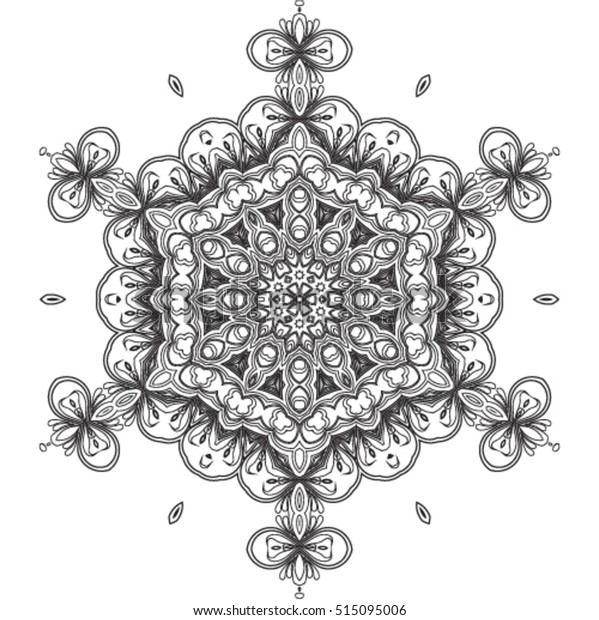 Download Abstract Mandala Snowflake Line Art Design Stock Vector ...