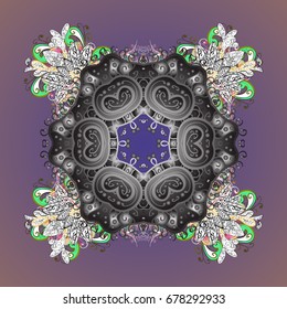 Abstract mandala or abstract snowflakes isolated on colorful background. Snowflakes background. Snowflake ornamental pattern. Vector illustration. Snowflakes pattern.