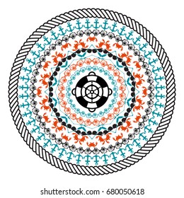 Abstract mandala style - beach concept, summer, journey, travel - Vector Illustration