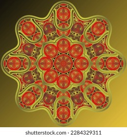 An abstract mandala with a textured gold color combined with black can be used for decoration or other things