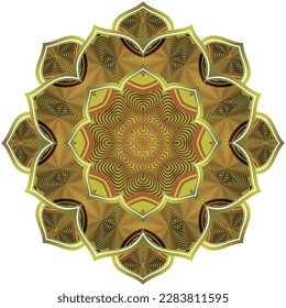 Abstract mandala textured green color with a combination of yellow gold lines