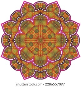 Abstract mandala textured in red combined with gold