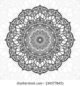 Abstract mandala unique texture use for wallpaper print and decor element, ramadan kareem, ied muabrak, tattoo, diwali festival. White floral oriental bo-ho ornament template. EPS 10