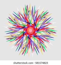 Abstract mandala with unusual geometrical shapes. Kaleidoscope effect. Logo template. Arabic, Indian, ottoman motifs.