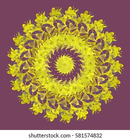 Abstract mandala with unusual geometrical shapes. Kaleidoscope effect. Logo template. Arabic, Indian, ottoman motifs.