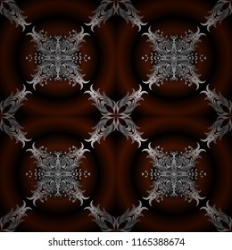 Abstract Mandala. Vector illustration. Islam, Arabic, Indian, turkish, pakistan, chinese, ottoman motifs. Oriental colored pattern on brown, black and gray colors. Vintage decorative elements.