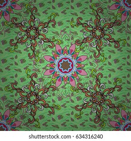 Abstract Mandala. Vintage decorative elements. Oriental colored pattern on blue background. Islam, Arabic, Indian, turkish, pakistan, chinese, ottoman motifs. Vector illustration.