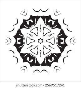 Abstract Mandala with Wavy Edges and Intricate Central Patterns - Symmetrical Radial Design