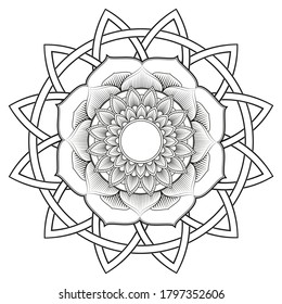 Abstract mandala or whimsical ornament line art for design or coloring