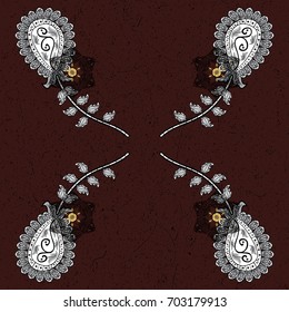 Abstract mandala or whimsical snowflake line art design. Isolated cute snowflakes on colorful background. Vector illustration.