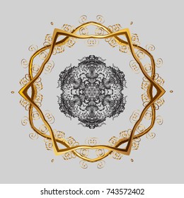 Abstract mandala or whimsical snowflake line art design. Isolated vector illustration. 