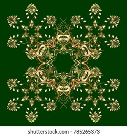 Abstract mandala or whimsical snowflake line art design. Isolated cute snowflakes on colorful background. Vector illustration.