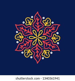 Abstract mandala yellow and red leaf