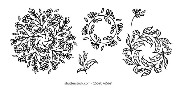 Abstract Mandalas ornament set. floral Vintage decorative elements in hand drawn ethic style.Russia, Ukraine, Arabic, Indian motifs. isolated background vector illustration.