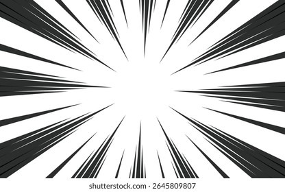 Abstract manga comic zoom background. Black and white vector illustration.