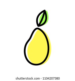 Abstract Mango Fruit, Icon Vector, Flat Design
