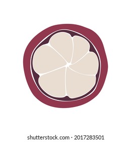Abstract mangosteen fruit, boho mangosteen element isolated vector illustration, summer tropical fruit art