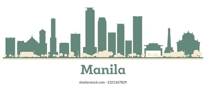 Abstract Manila Philippines City Skyline with Color Buildings. Vector Illustration. Business Travel and Tourism Concept with Modern Architecture.