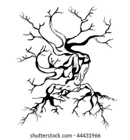 abstract man's silhouette with roots