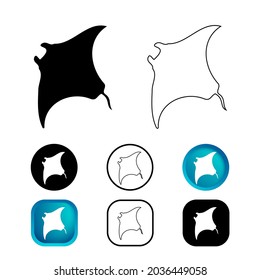 Abstract Manta Ray Icon Set