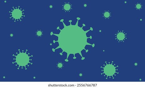 Abstract of many viruses in the background. Bacteria moving in space. Virus cells under a microscope. Pathogens. Outbreak of bacteria and viruses, pathogens. Pandemic idea. Vector