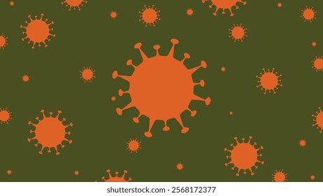 Abstract of many viruses in the background. Bacteria moving in space. Virus cells under a microscope. Pathogens. Outbreak of bacteria and viruses, pathogens. Pandemic idea. Vector