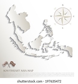 Abstract map of AEC nations, ASEAN Economic Community, vector illustration, EPS10 (The shadows of the map can be adjusted precisely by increasing of number of steps in blend mode.)