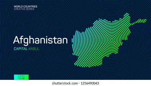 Abstract map of Afghanistan with circle lines