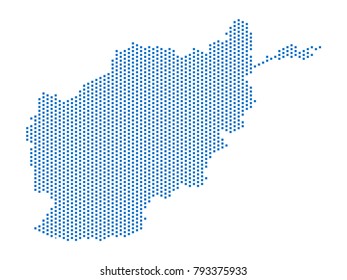 Abstract map of Afghanistan dots square Blue,Pixel lines. Vector illustration eps 10.