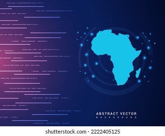 Abstract map of Africa technology with hi-tech digital data connection system background circuit.