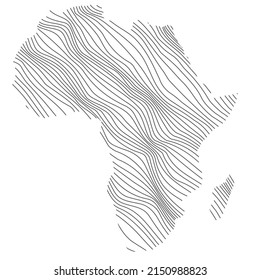 abstract map of Africa - vector illustration of striped map