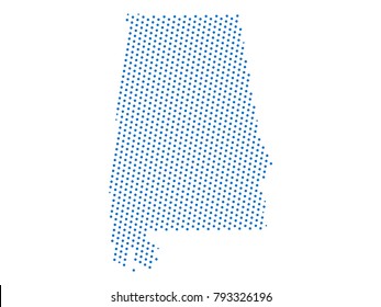 Abstract map of Alabama dots planet Blue, lines. Vector illustration eps 10.
