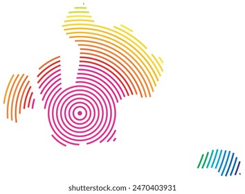 Mapa Abstractas de Aland que muestra la zona del país con anillos concéntricos en colores arcoíris como un blanco de tiro.