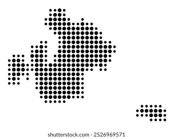 Mapa abstrato de Aland mostrando a área do país com um padrão de círculos negros