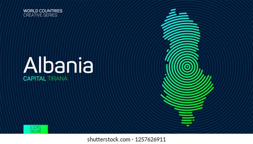 Abstract map of Albania with circle lines