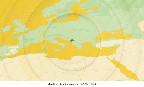 Abstract Map of Albania and Surrounding Regions with Circular Patterns. Vibrant Abstract Map.