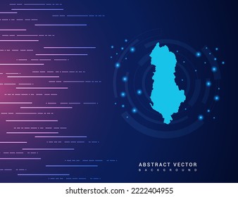Mapa abstracto de la tecnología de Albania con circuito de fondo del sistema de conexión de datos digitales de alta tecnología.