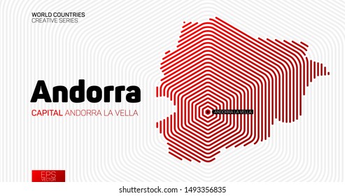Abstract map of Andorra with red hexagon lines