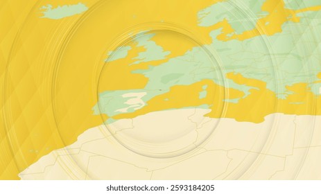 Abstract Map of Andorra and Surrounding Regions with Circular Patterns. Vibrant Abstract Map.