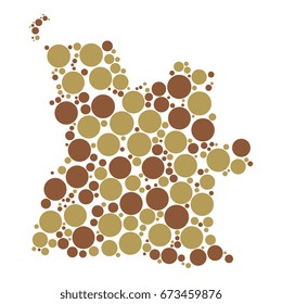 abstract map of angola filled with circles of different sizes
