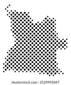 Abstract map of Angola with a pattern of black circles like a chessboard