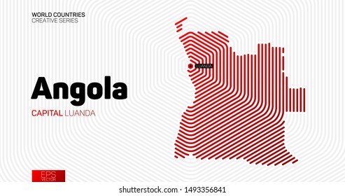 Abstract map of Angola with red hexagon lines