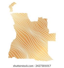 Mapa abstracto de Angola - ilustración vectorial de mapa a rayas de color oro