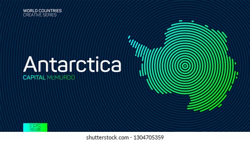 Abstract map of Antarctica with circle lines