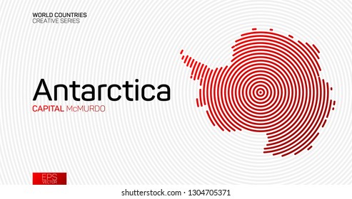 Abstract map of Antarctica with red circle lines