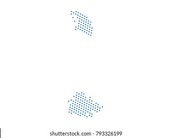 Abstract map of Antigua and Barbuda dots planet Blue, lines. Vector illustration eps 10.
