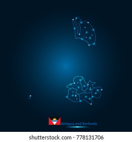 
Abstract map of Antigua and Barbuda with nodes linked by lines arranged. 3d mesh .vector illustration.