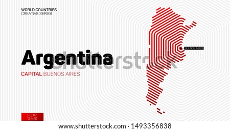 Abstract map of Argentina with red hexagon lines