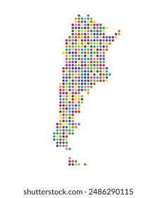 Mapa Abstractas de Argentina que muestra el área del país con un patrón de círculos coloridos